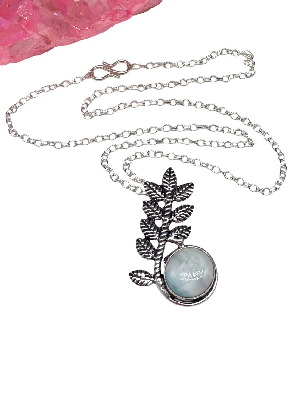 Larimar Pendant Necklace 925 Sterling Silver Overlay